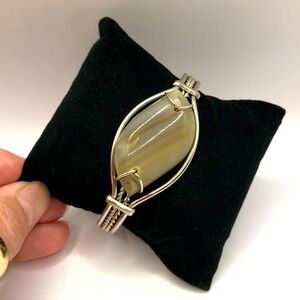 Silver-Tone and Acrylic Focal Cuff Bracelet